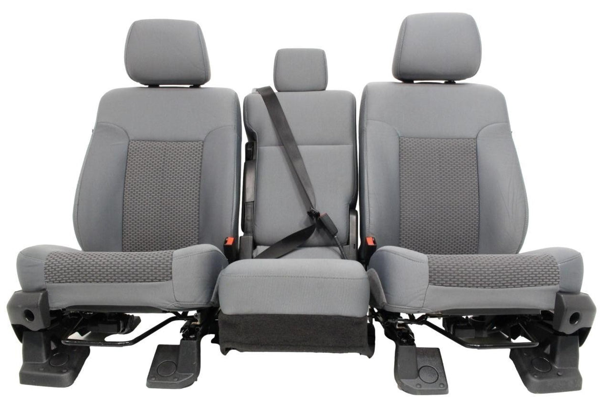 1999 - 2016 Ford Super Duty Front Seats, XL Steel Gray Cloth Bench w/ Jumpseat