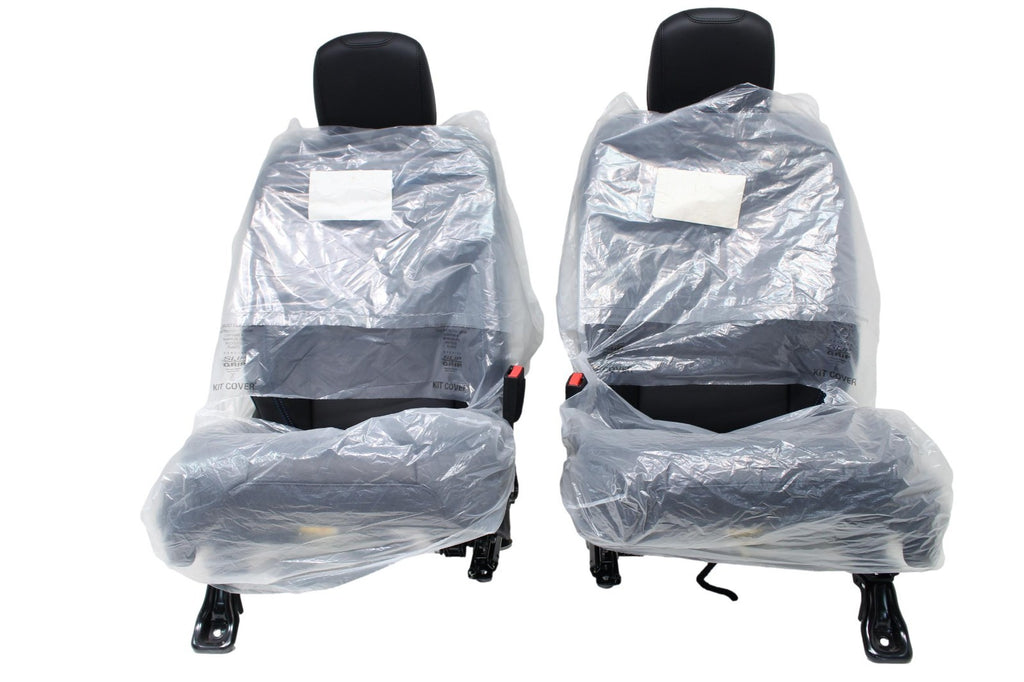 18-25 Jeep JL JLU JT Wrangler Front Seats, Black Nappa Leather w/ Blue Stitching