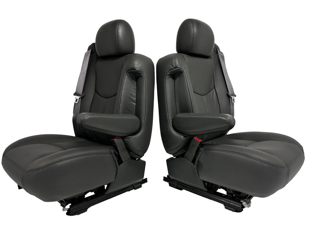 1999 - 2006 Chevy Silverado Front Seats, LT New Leather Dark Pewter Power Heated