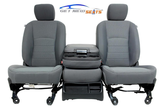 2009 - 2018 Dodge Ram 1500 2500 3500 Grey Cloth Bucket Seats Jump Seat Console