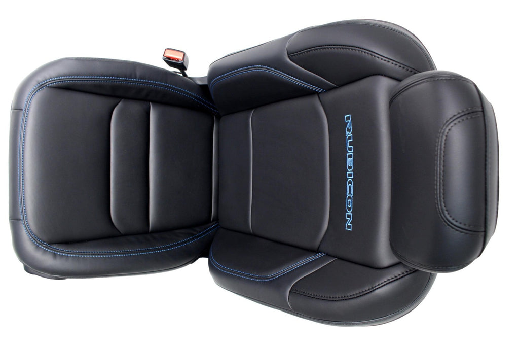 18-25 Jeep JL JLU JT Wrangler Front Seats, Black Nappa Leather w/ Blue Stitching