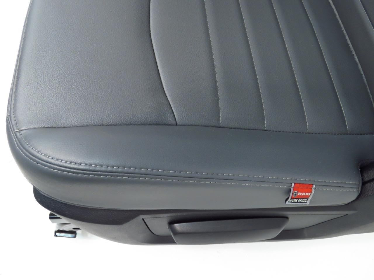 2009-2018 Dodge Ram Front Seats Set, Work Grade Gray Vinyl Split Bench Manual