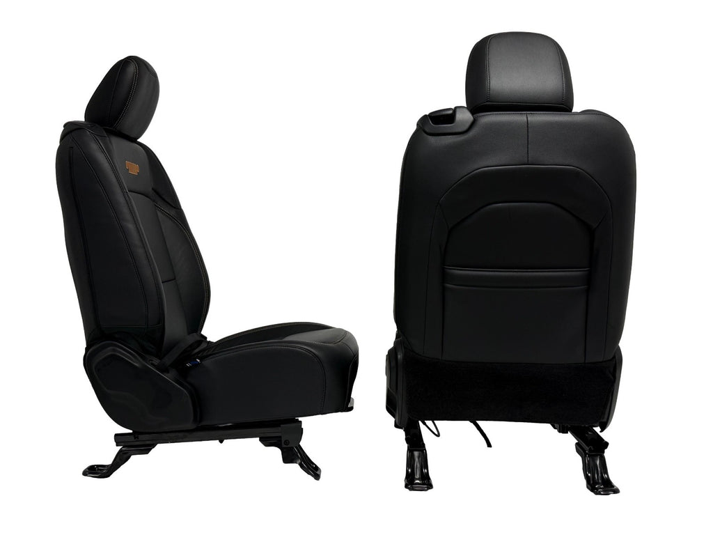 2018 - 2026 Jeep Wrangler JL Seats Set, 2-Door MOPAR Black Leather Orange Stitch