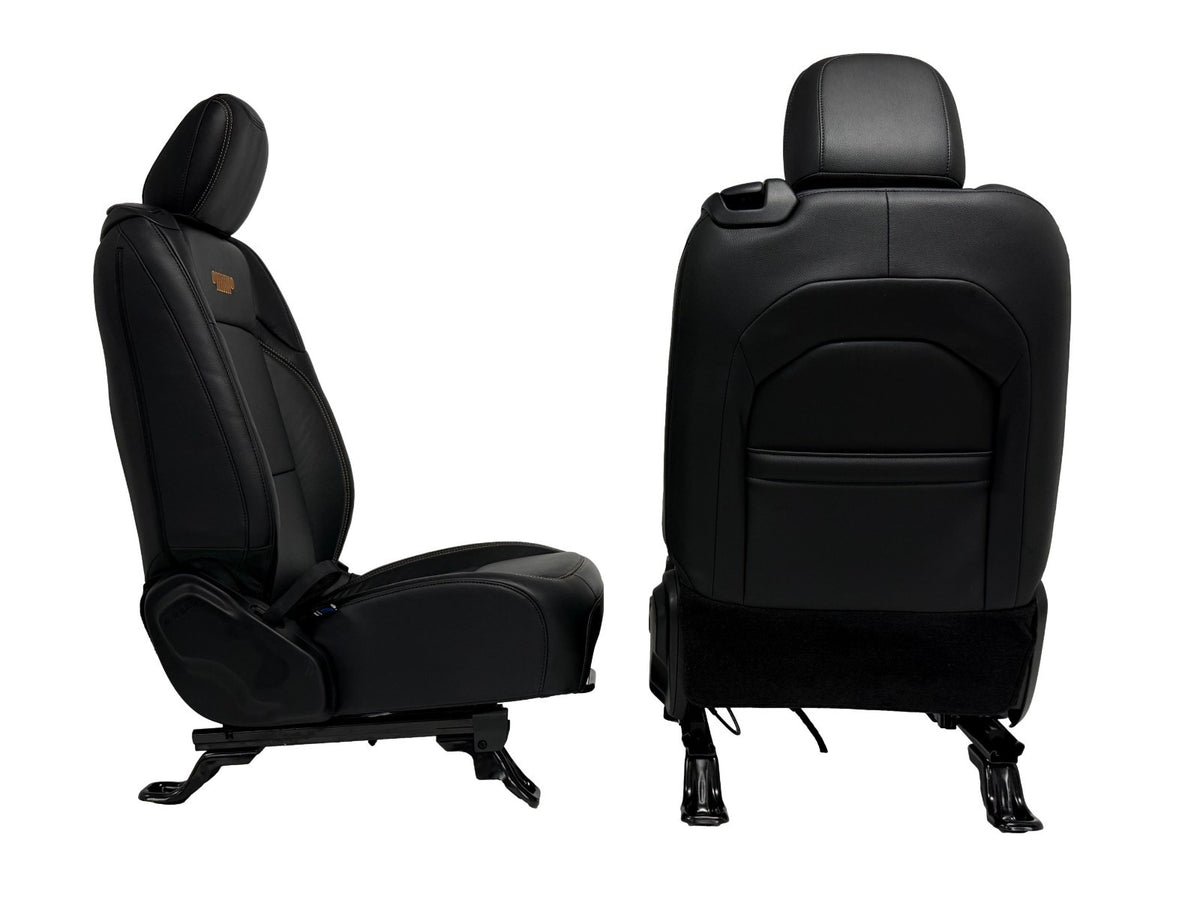 2018 - 2026 Jeep Wrangler JL Seats Set, 2-Door MOPAR Black Leather Orange Stitch