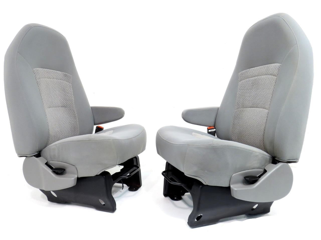 Ford Econoline Front Bucket Seats, Gray Cloth w/ Folding Armrests, Fits 1997+