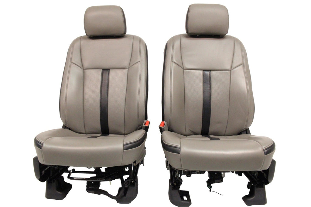 2015-2022 Ford F150 Super Duty Supercab Seats, XLT w/ Katzkin Earth Gray Leather