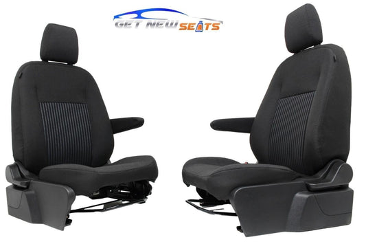 2015 - 2023 Ford Transit Black Cloth Front Bucket Seats with Armrests