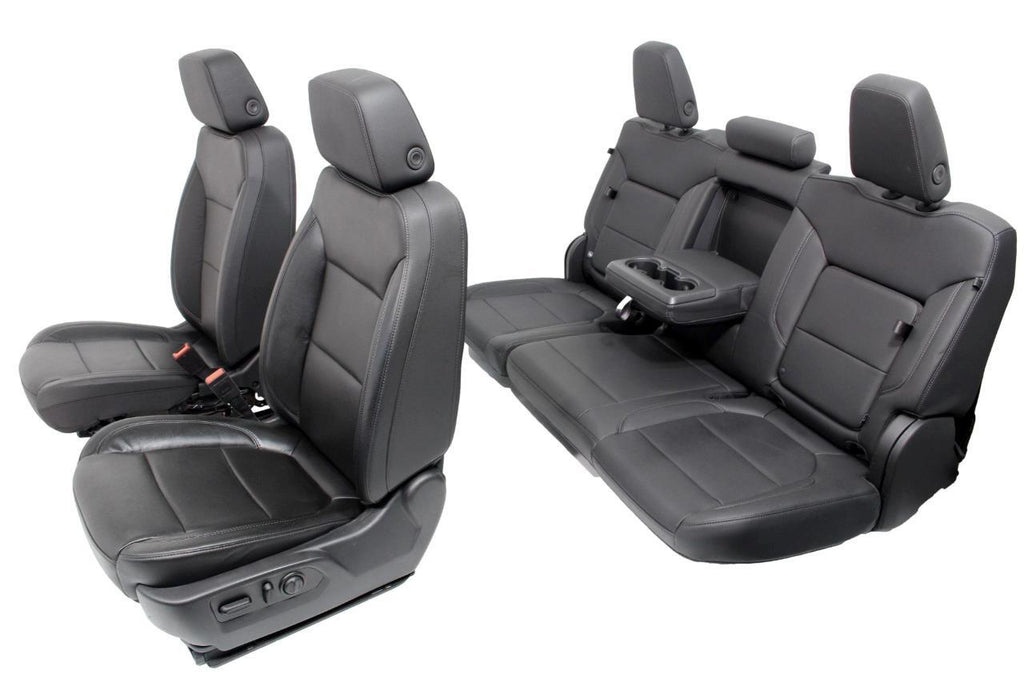 19-22 Silverado Sierra Heated Cooled Black Leather Seats Front & Rear Set OEM
