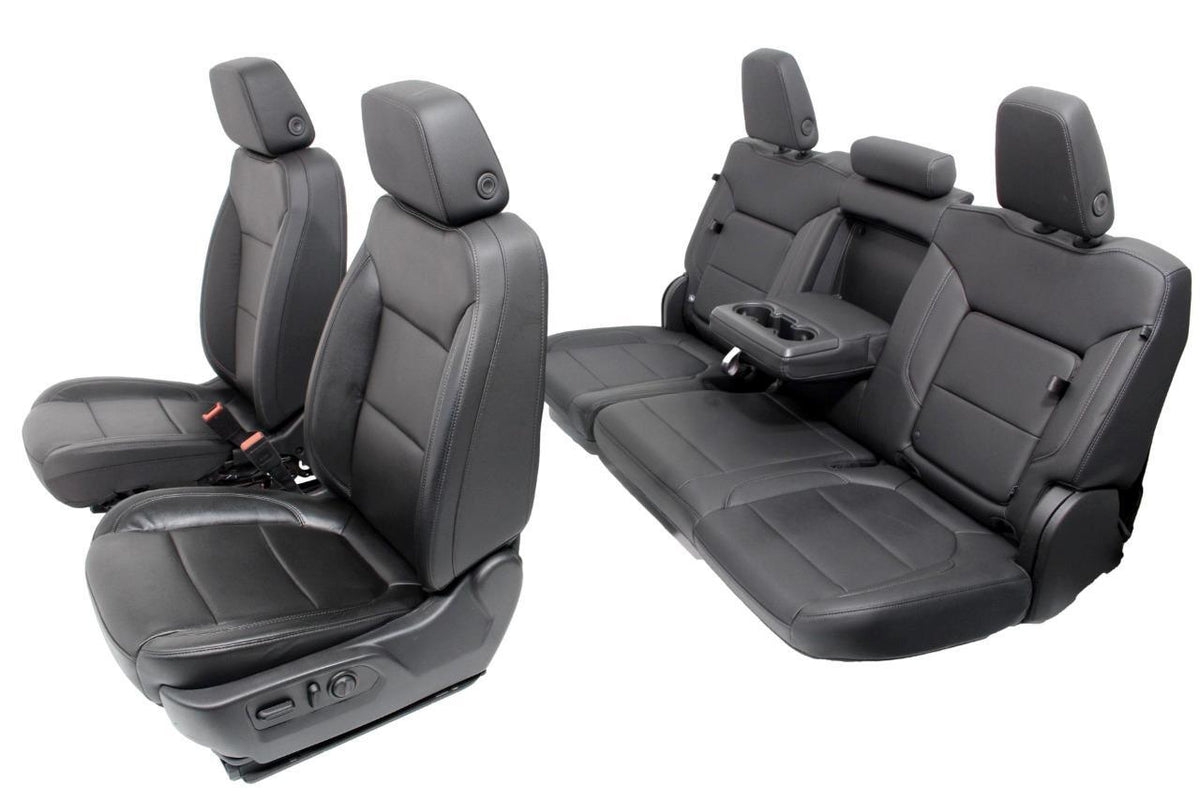 19-22 Silverado Sierra Heated Cooled Black Leather Seats Front & Rear Set OEM