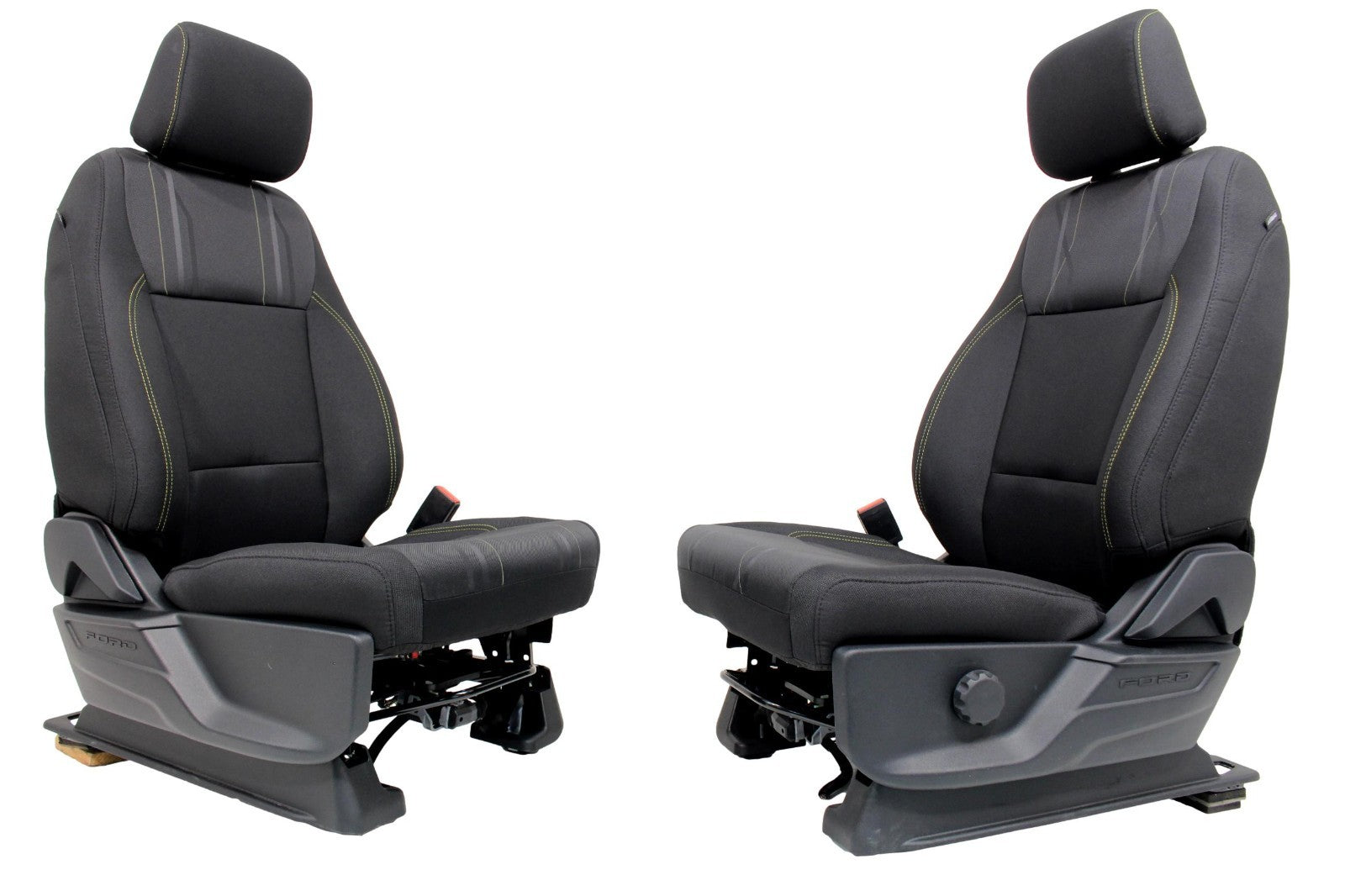 2015+ Ford F150 & Super Duty Seats, Manual STX Black Cloth w/ Lime Green Stitch