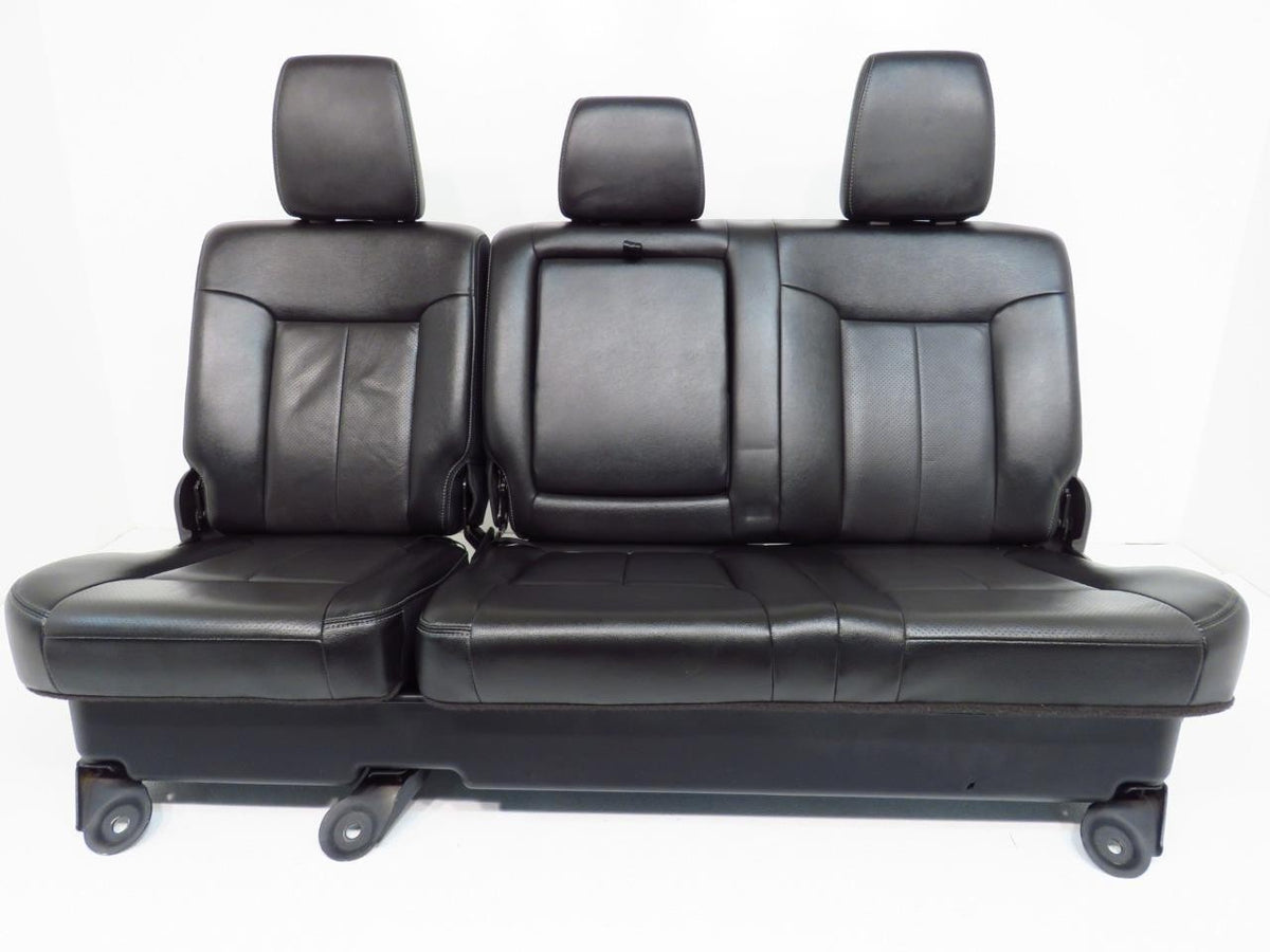 1999 - 2016 Ford Super Duty Seats Set, Crew Lariat Black Leather Power Heat Cool