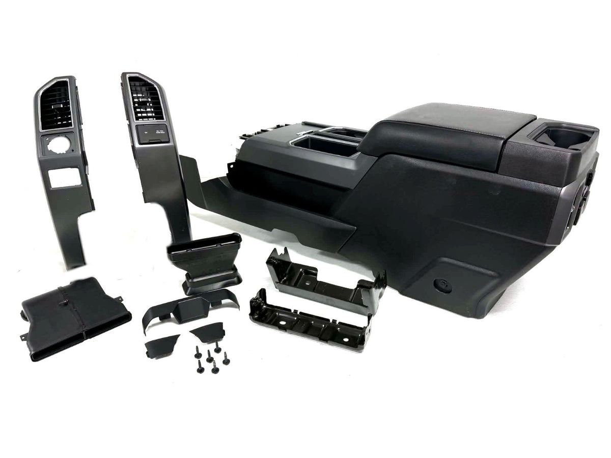 15-22 F150 Super Duty Center Console & Install Kit - Lariat Black Gray Rear Heat