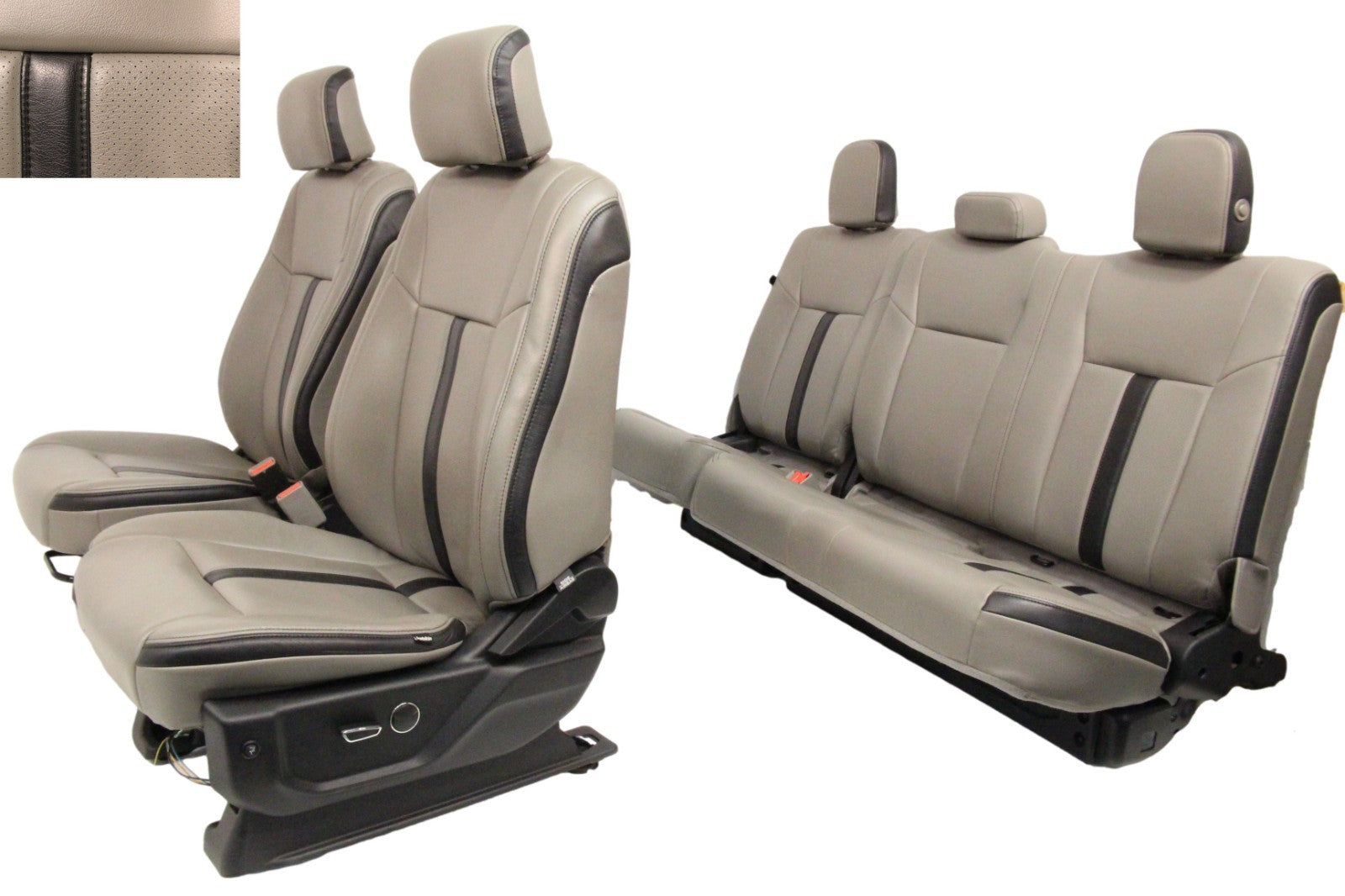2015-2022 Ford F150 Super Duty Supercab Seats, XLT w/ Katzkin Earth Gray Leather
