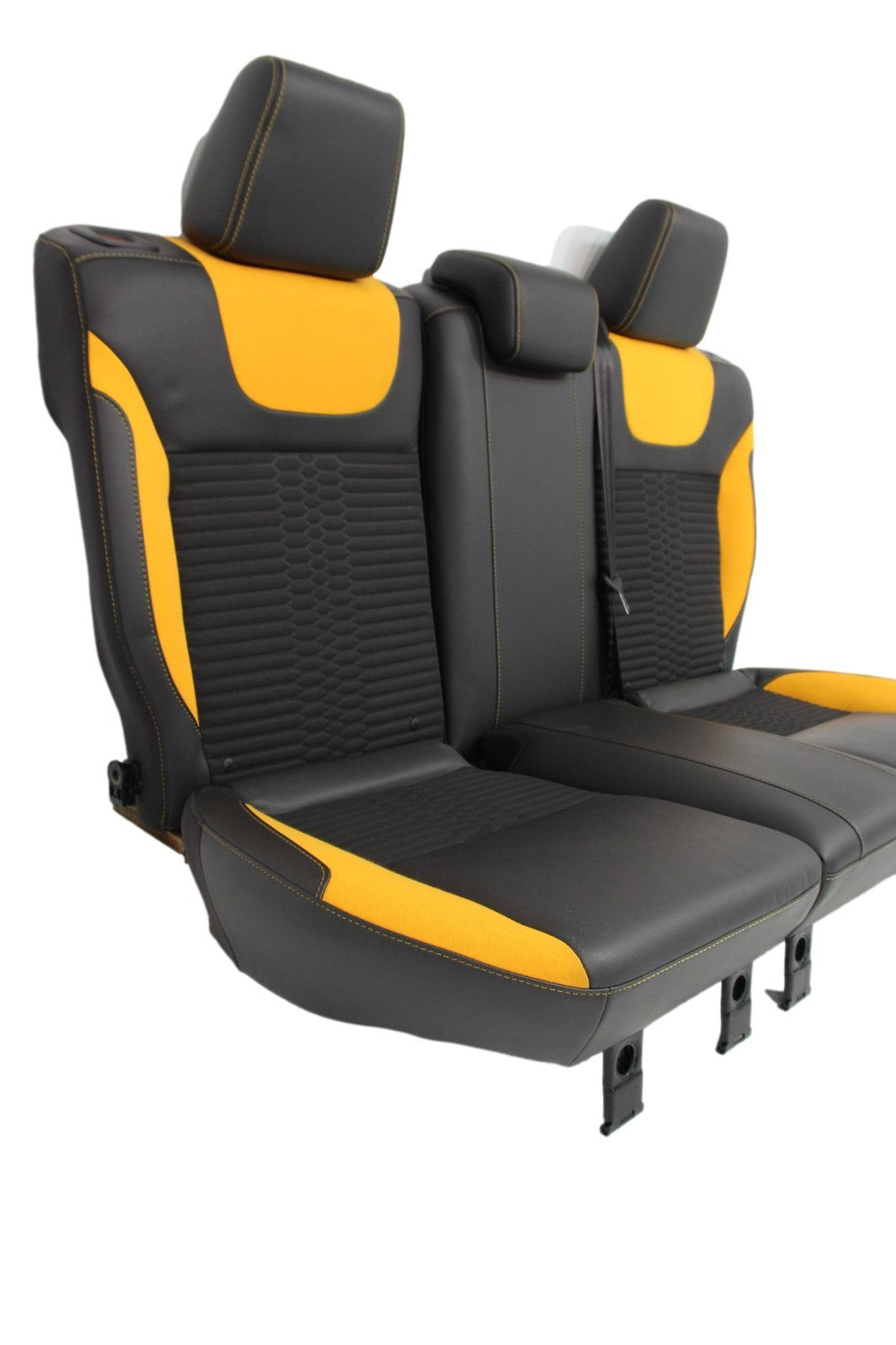 2012 - 2018 Ford Focus Recaro Seats Set, Black Leather w/ Tangerine Orange Cloth