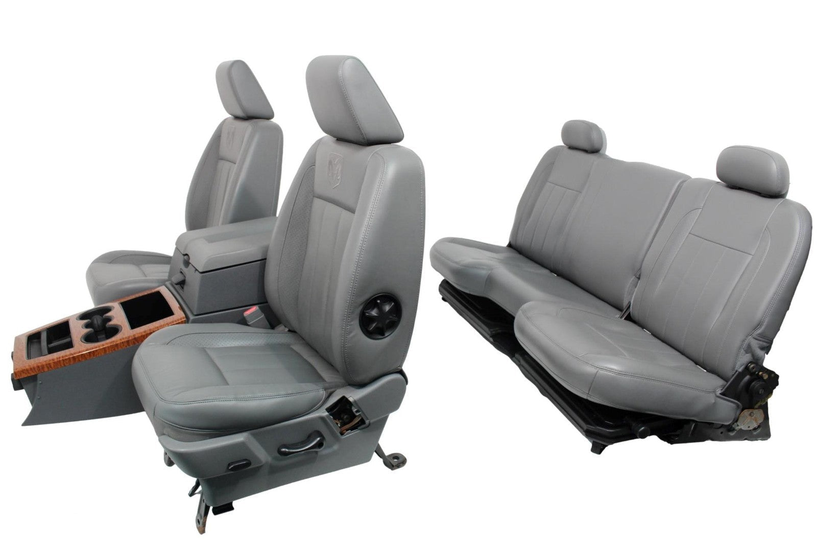 2002-2008 Dodge Ram Slate Gray Leather Seats & Woodgrain Business Console