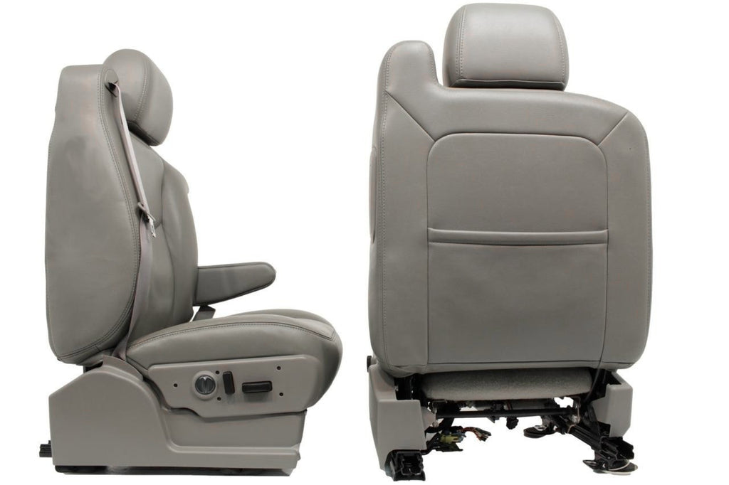 1999-2007 Sierra Silverado Heated Power Leather Seats Pewter Gray, 2-Way Lumbar