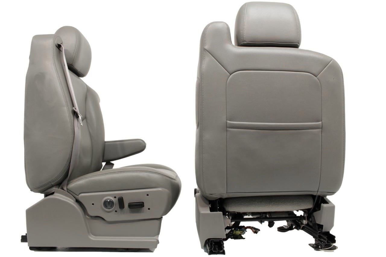 1999-2007 Sierra Silverado Heated Power Leather Seats Pewter Gray, 2-Way Lumbar