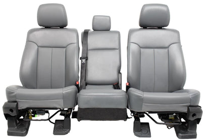 1999-2016 Ford Super Duty Steel Gray Vinyl Seats with Center Console Jump Seat