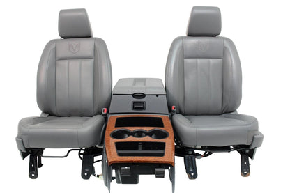 2002-2008 Dodge Ram Slate Gray Leather Seats & Woodgrain Business Console