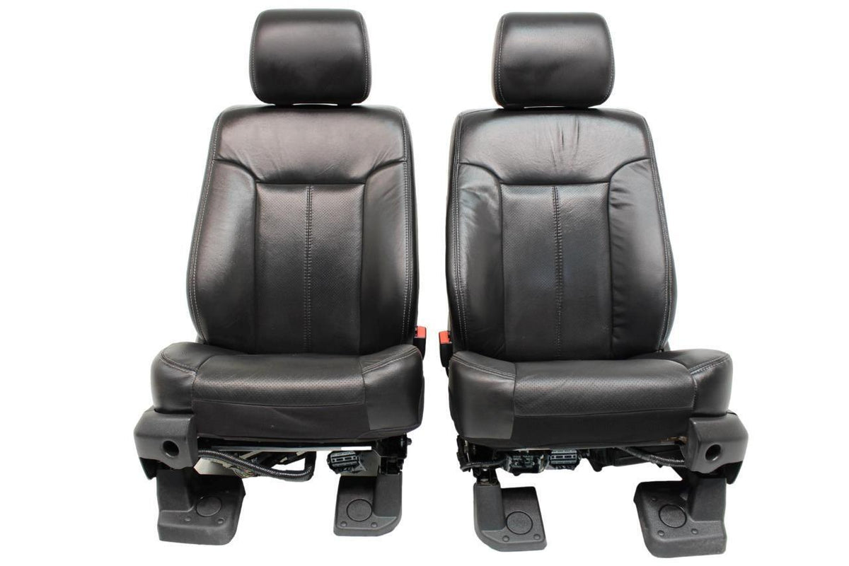 1999 - 2016 Ford Super Duty Front Seats, Lariat Black Leather, Power Heat Cool
