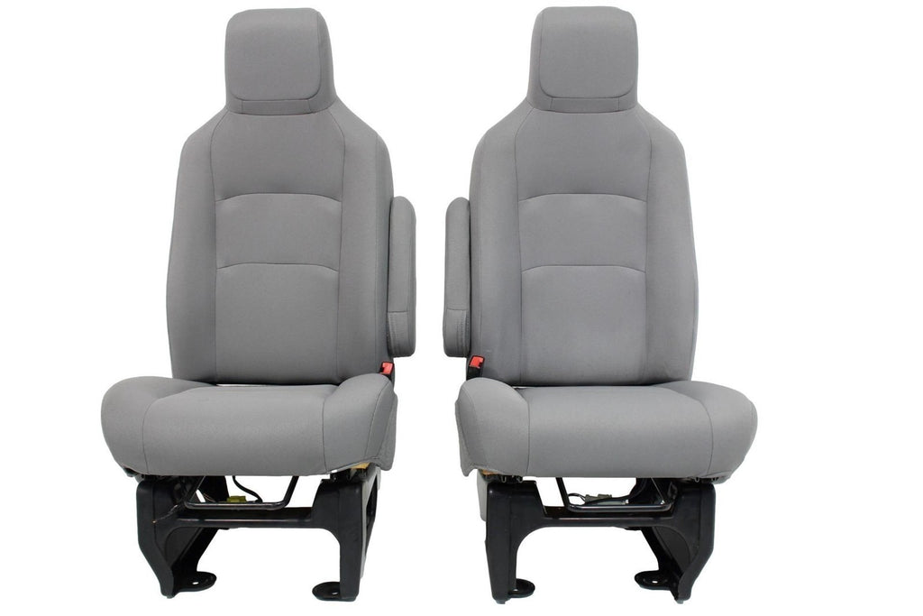Ford Econoline Front Bucket Seats, Gray Cloth w/ Folding Armrests, Fits 1997+