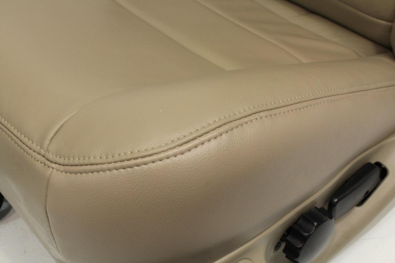 99-10 Ford F250 F350 Excursion Seats Tan Leather Power Front Bench Super Duty