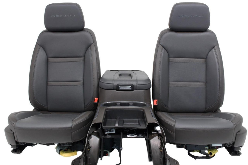 20-22 Sierra Denali Leather Seats Heated Cooled Door Panels Console, Brown Blue