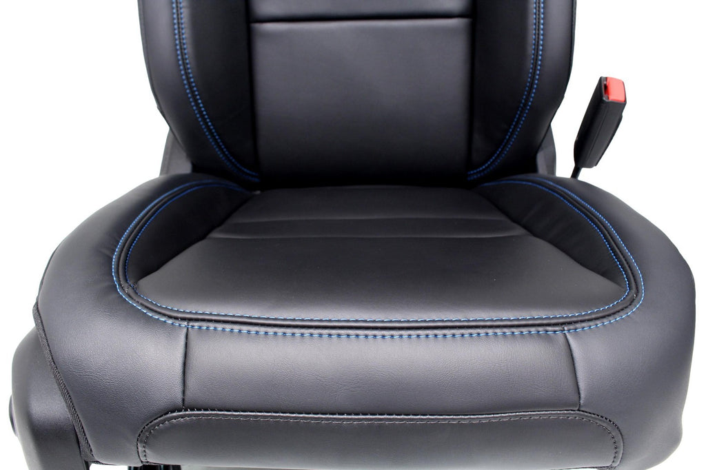 18-25 Jeep JL JLU JT Wrangler Front Seats, Black Nappa Leather w/ Blue Stitching
