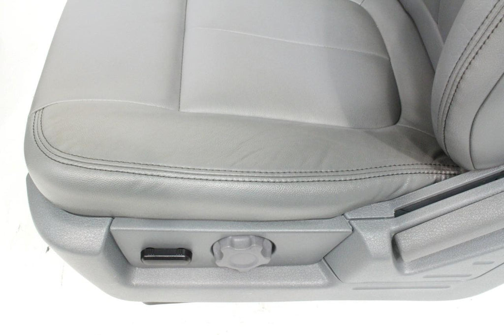 2009 - 2014 Ford F150 Front Seats, XLT Steel Gray Leather w/ Power Driver Seat