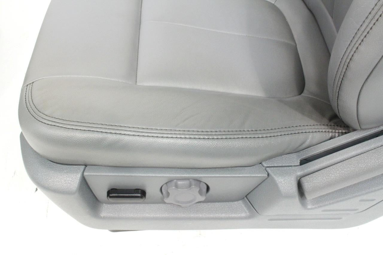 2009 - 2014 Ford F150 Front Seats, XLT Steel Gray Leather w/ Power Driver Seat