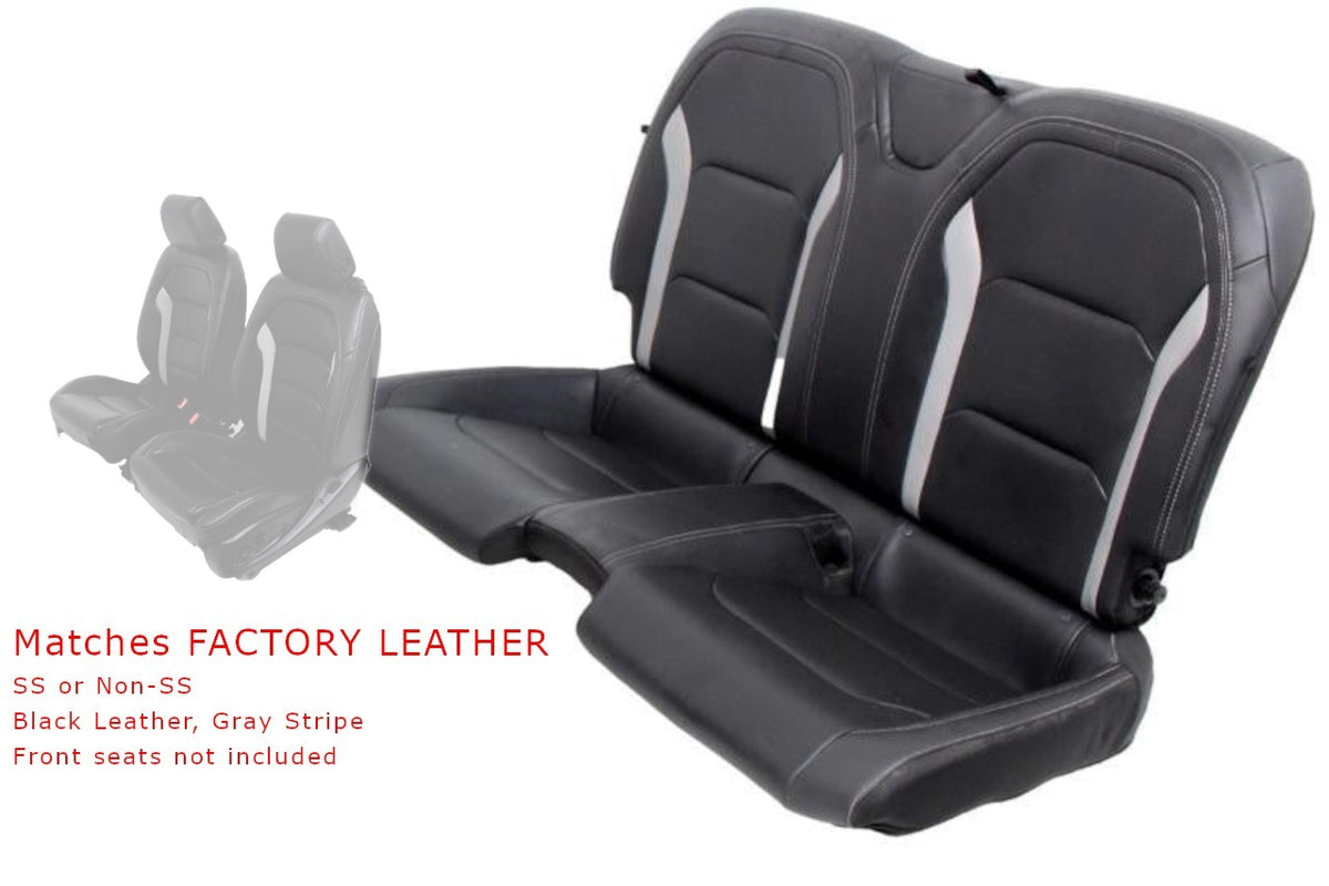 2016 - 2024 Chevy Camaro Rear Seats, Coupe Black Leather w/ Gray Stripe SS LT