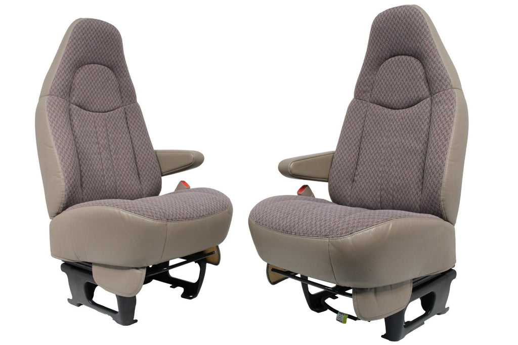 GMC Savana Chevy Express Van Front Bucket Seats, Neutral Tan Cloth 1997 - 2014