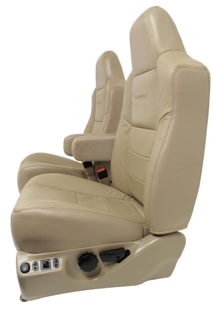 1999 - 2007 Ford Super Duty Front Bucket Seats, Tan Leather Power Heat Lariat