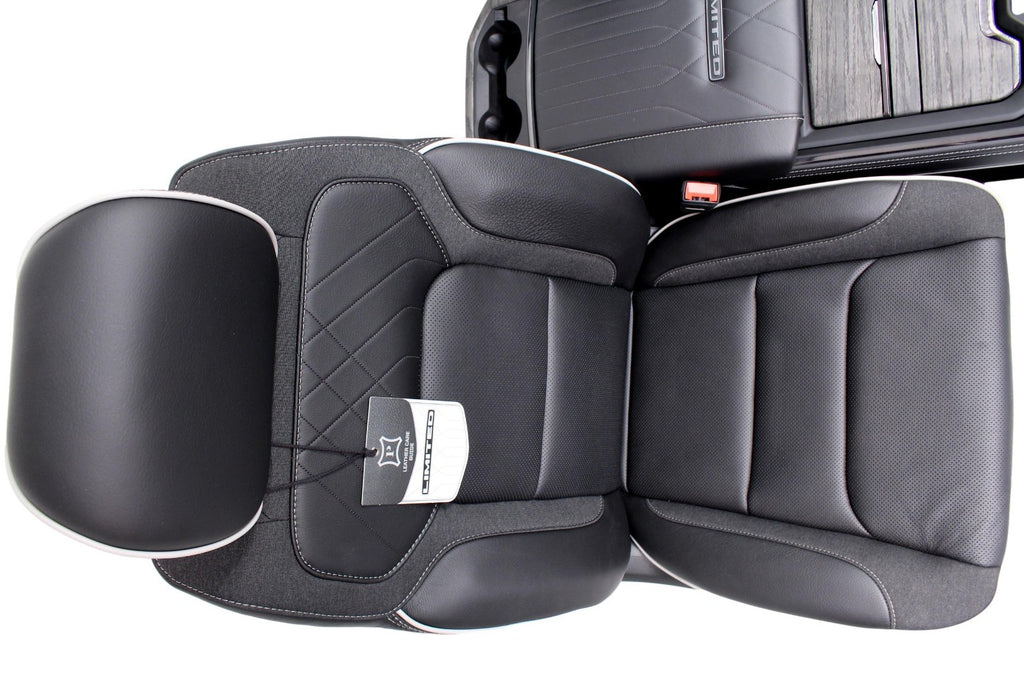 2019-2026 Ram 1500 Interior Seats Console Panels, Limited Quilted Black Leather