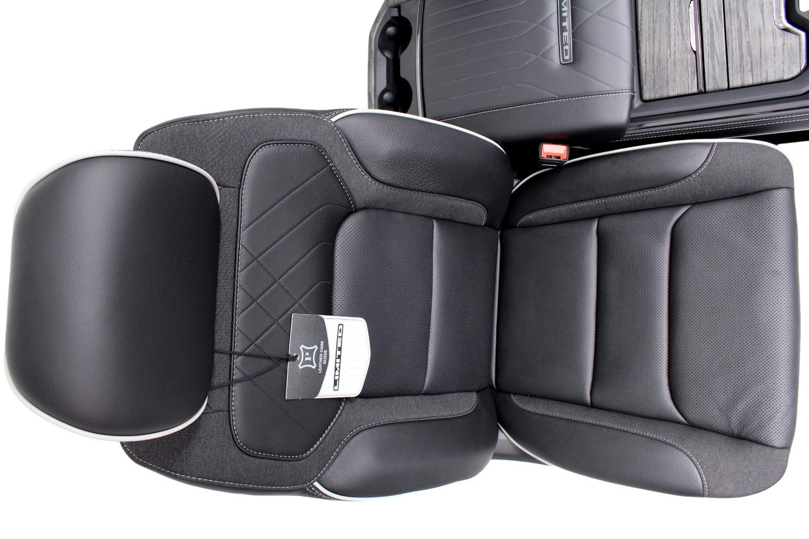 2019-2026 Ram 1500 Interior Seats Console Panels, Limited Quilted Black Leather