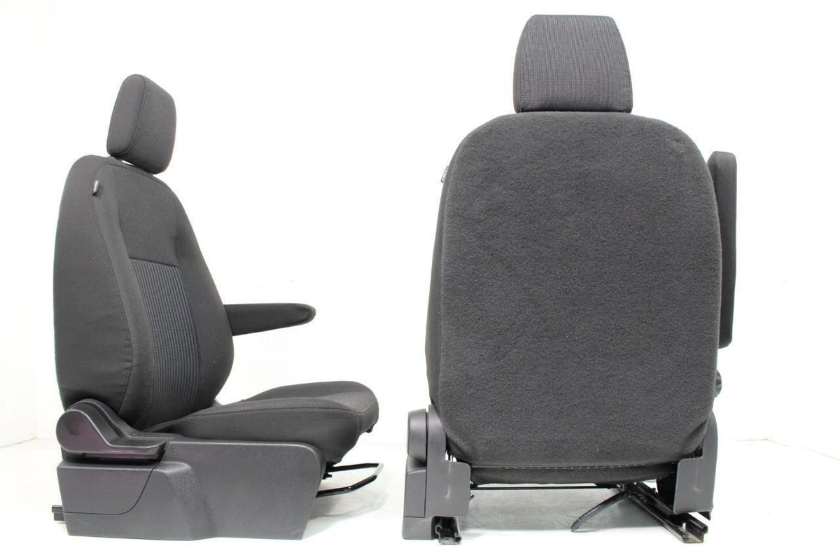 2015 - 2026 Ford Transit Seats, Black Charcoal Cloth Manual w/ Dual Armrests