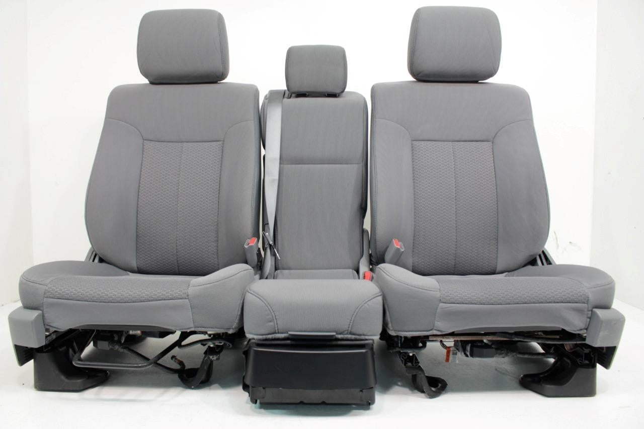 2009 - 2014 Ford F150 Front Seats w/ Jump Seat, XLT Gray Cloth w/ Power Driver