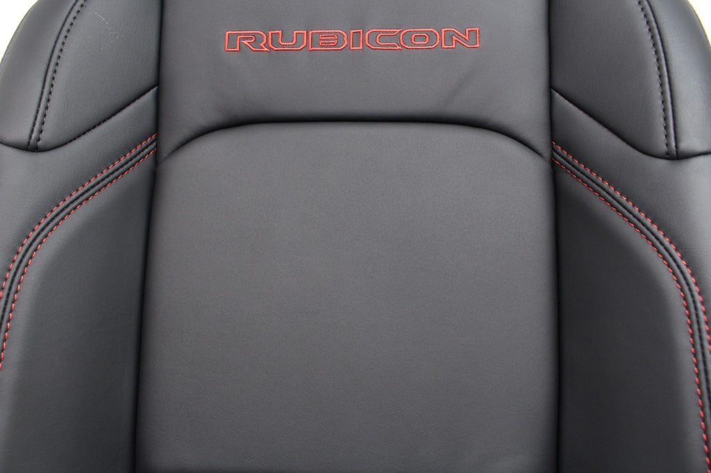 2018 - 2026 Jeep Wrangler Seats Set, JKU 4Dr Rubicon Black Nappa Leather w/ Red