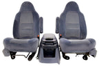 1999 - 2007 Ford Super Duty Front Bucket Seats, Denim Blue Cloth Fits 73+ Trucks
