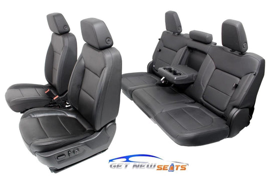 19-22 Silverado Sierra Heated Cooled Black Leather Seats Front & Rear Set OEM