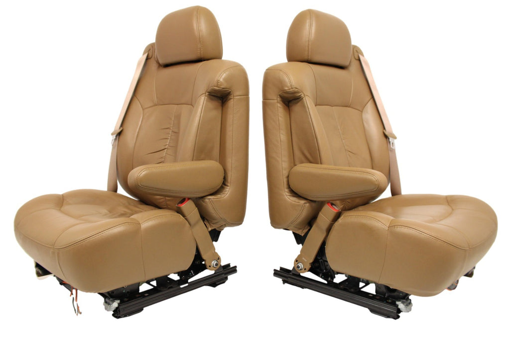 1999 - 2002 Chevy Silverado Sierra Bucket Seats, Oak Tan Leather Power Heat
