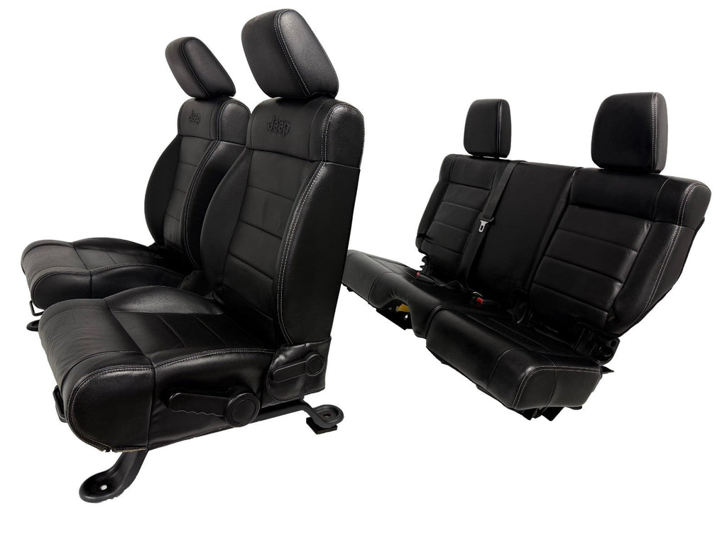 2007-2018 Jeep JK JKU 4-Door Wrangler Unlimited Seats Set, Black Leather Heat