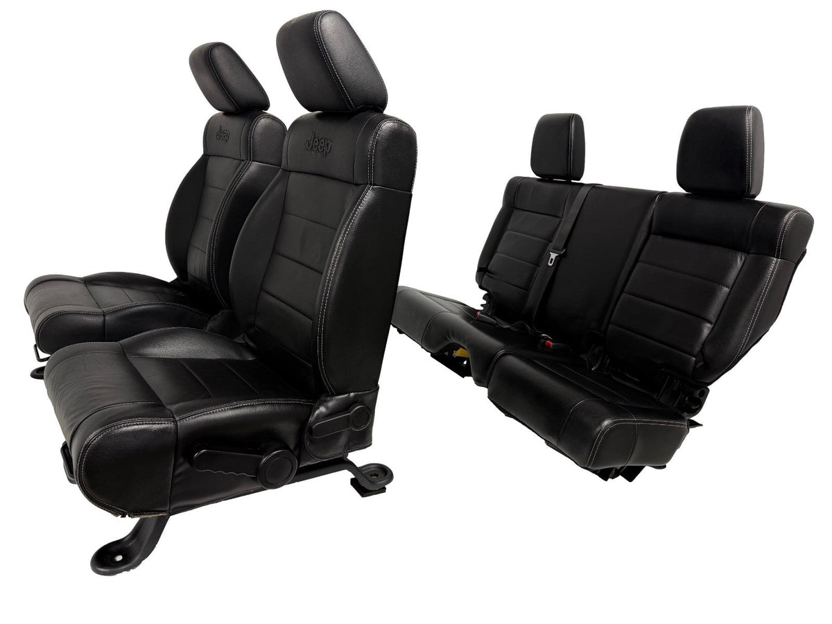 2007-2018 Jeep JK JKU 4-Door Wrangler Unlimited Seats Set, Black Leather Heat