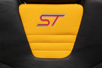 2012 - 2018 Ford Focus Recaro Front Seats, Black Leather Tangerine Orange Cloth