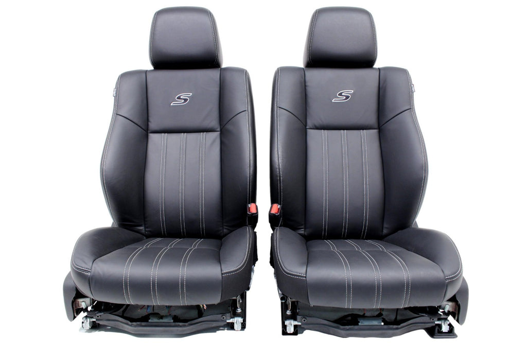 2011 - 2023 Chrysler 300 S Black Leather Front Seats, White Stitching, Heated