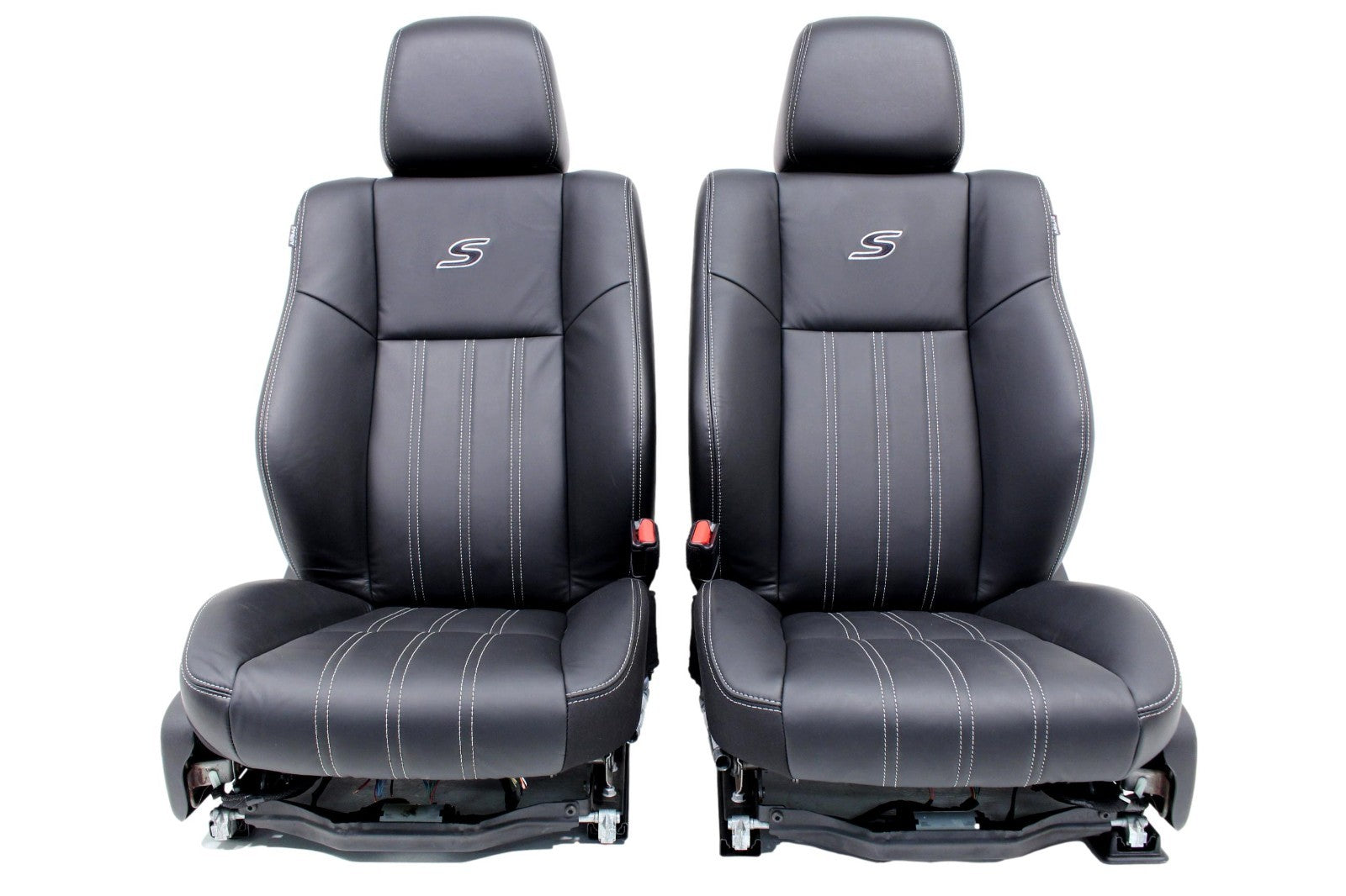 2011 - 2023 Chrysler 300 S Black Leather Front Seats, White Stitching, Heated
