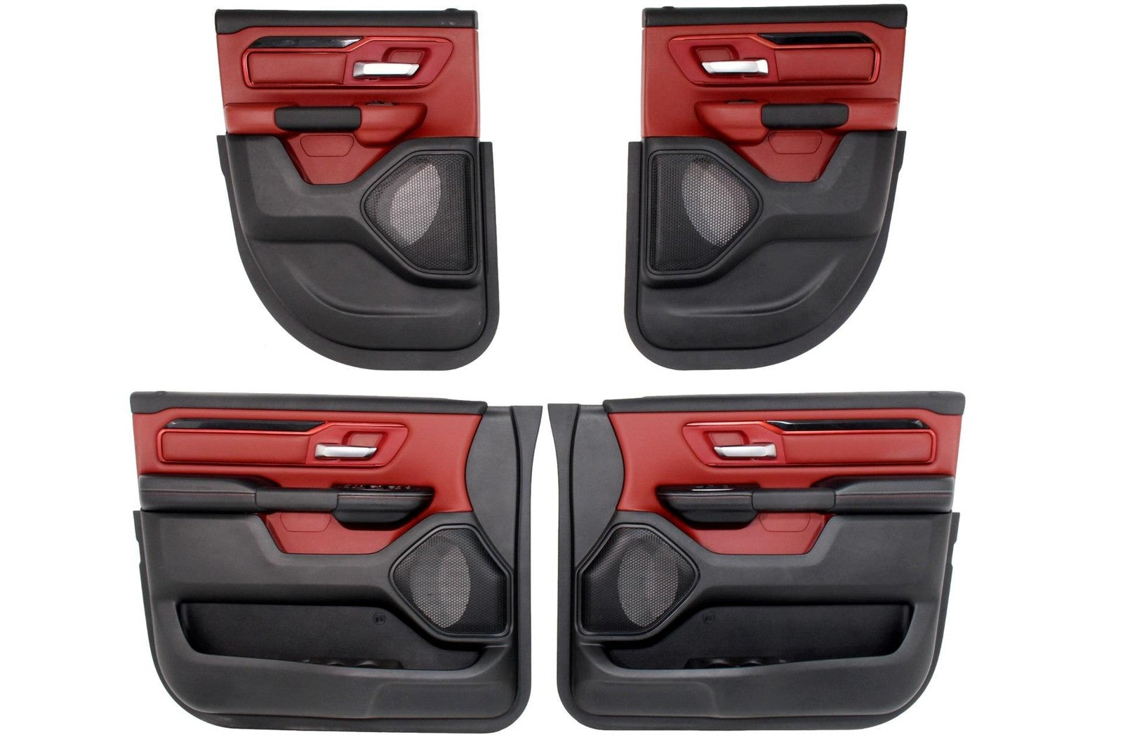 2019 - 2024 Dodge Ram 1500 Rebel Quad Cab Door Panels Set Black Red Switches OEM