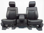 1999 - 2016 Ford Super Duty Seats Set, Crew Lariat Black Leather Power Heat Cool
