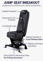 Mercedes Sprinter Jump Seat w/ Quick-Release Base & Integrated 3-Point Seatbelt