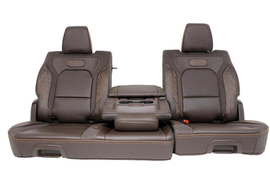 2019+ RAM 1500 Rear Reclining Seats w/ Folding Console, Longhorn Brown Heat Cool